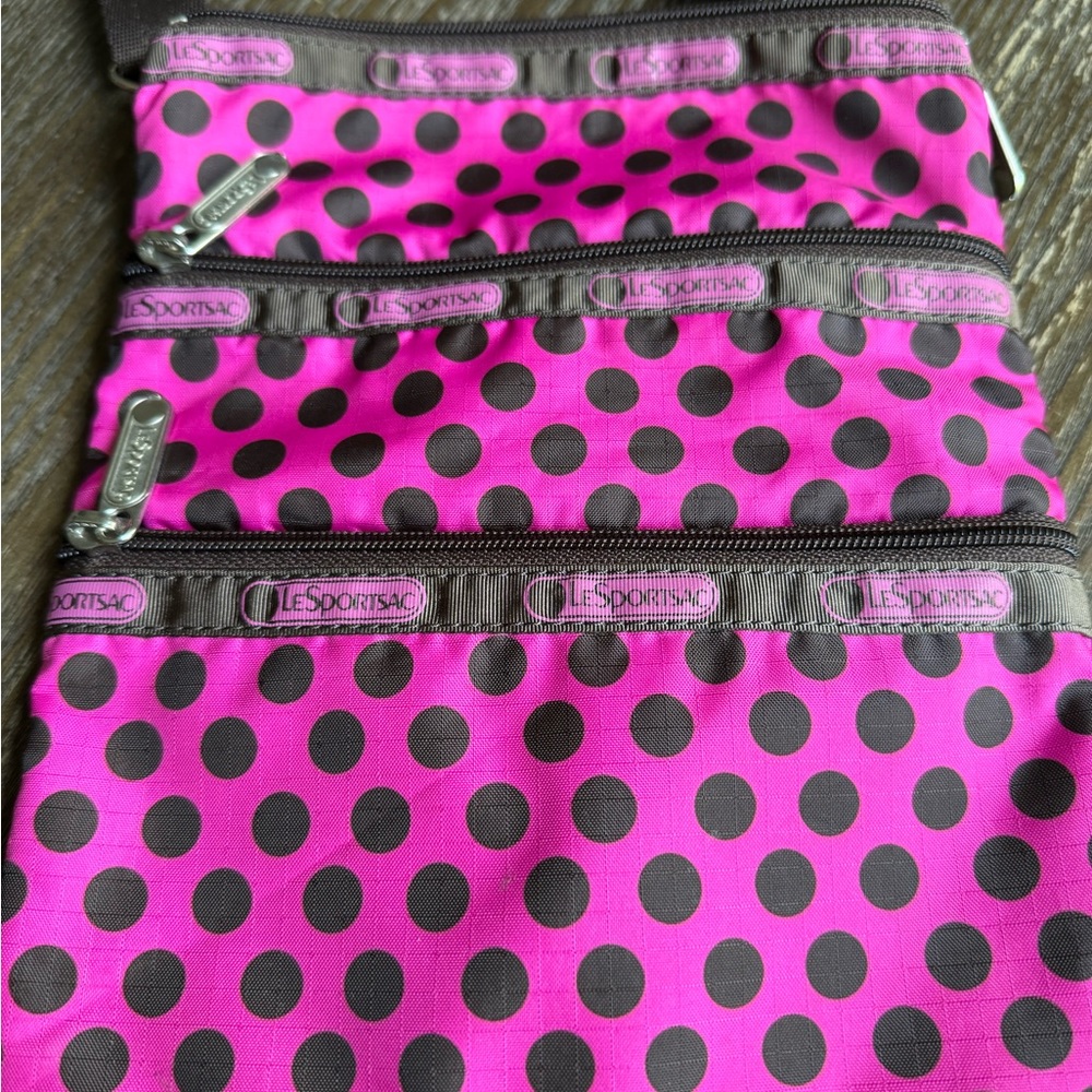Lesportsac 3 zip Crossbody - Polka Dot